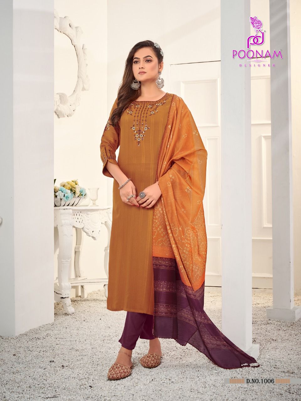 Poonam Maharani Fancy Exclusive Festive Wear Rayon Kurti Pant With Dupatta Collection